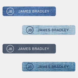 Monogram Custom Name Clothing Tags Blue Denim