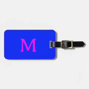 Monogram Custom Name Colour Neon Blue Pink 2024 Luggage Tag