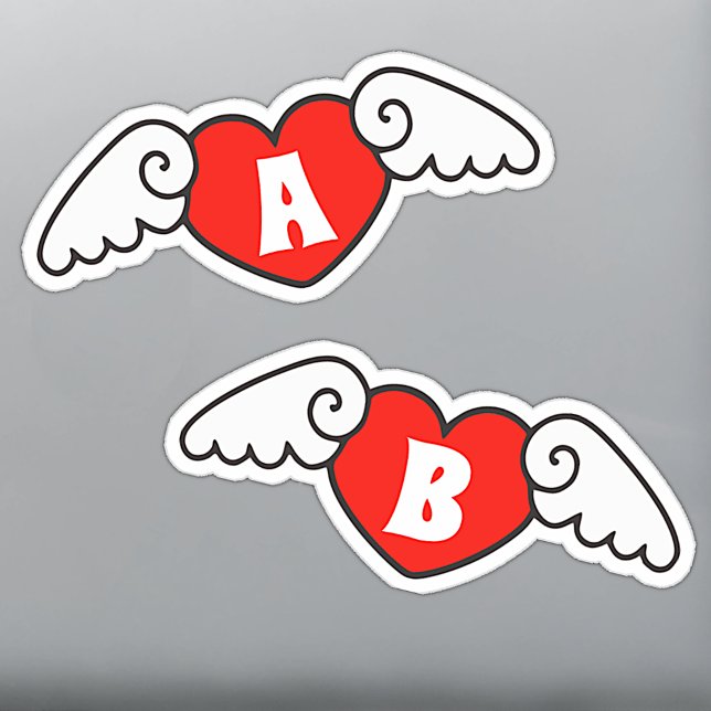 Monogram Custom Name Cool Flying Hearts with Wings (Creator Uploaded)