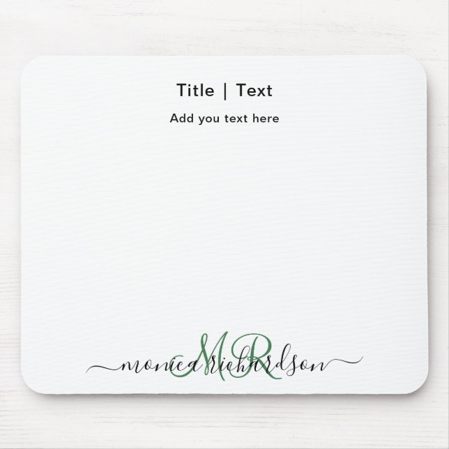 Monogram | Custom Name | Custom Text Minimalist Mouse Mat (Front)