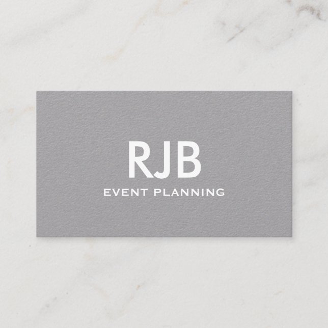 Monogram Custom Name Grey Paper Simple Business Card (Front)
