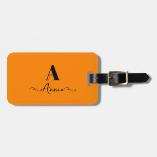 Monogram Custom Name Orange Valentine's Day Gift Luggage Tag