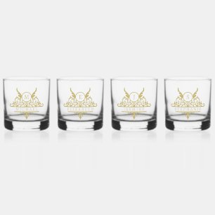 Monogram Custom Name Ornate Personalised Whiskey Glass