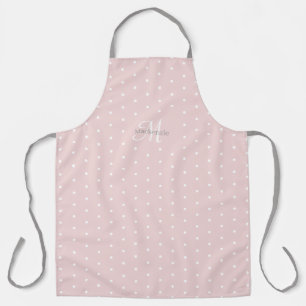 Monogram Custom Name Pink Grey White Polka Dots Apron