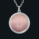 Monogram Custom Name Rose Gold Glitter Necklace<br><div class="desc">Necklaces with Monogram Name Text Rose Gold Blush Glitter Sparkle Personalised Birthday - Anniversary or Wedding Gift / Suppliest - Add Your Letter / Name - Text or Remove - Make Your Special Gift - Resize and move or remove and add text / elements with customisation tool. Design by MIGNED....</div>