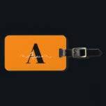 Monogram Custom Name Valentine's Day Gift Orange  Luggage Tag<br><div class="desc">Custom name,  initial templates and also personal details like name,  address,  phone number and email all of which you can edit. Designed with attractive solid bright orange colour background with black colour texts,  you can change both the colours if you wish.</div>