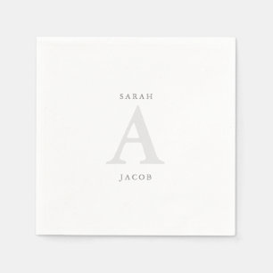 Monogram Custom Names Wedding Cocktail Napkin