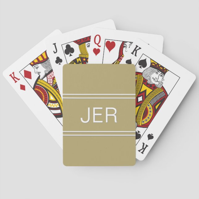 Monogram Custom Personalised Modern Initial Gold Playing Cards (Back)
