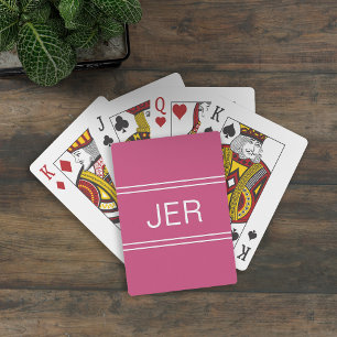 Monogram Custom Personalised Modern Initial Pink Playing Cards