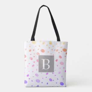 monogram custom personalised polka dot  tote bag