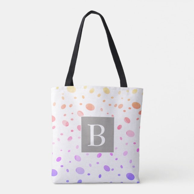 monogram custom personalised polka dot  tote bag (Back)