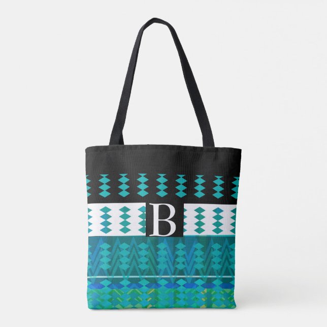 monogram custom personalised stylish tote bag (Back)