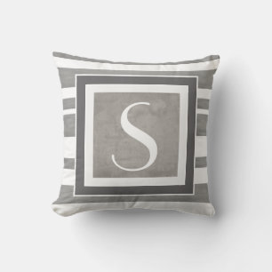 monogram custom pillow on distressed grey