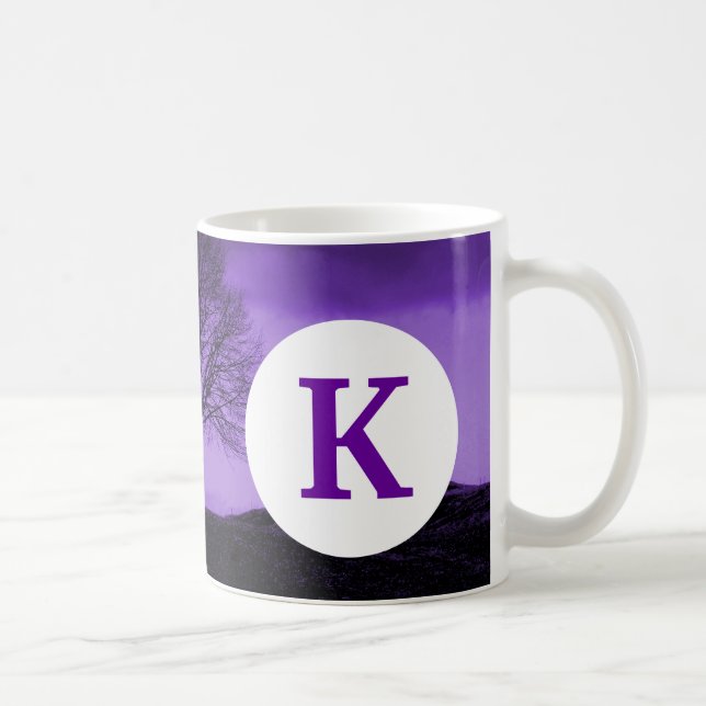 Monogram Custom Printed Coffee Tree Silhouette Mug (Right)