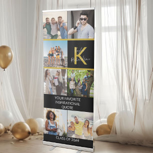 Monogram Custom Quote 7 Photo Collage Graduation Retractable Banner