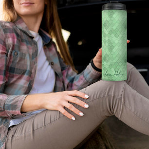 Monogram Custom Text Green Soft Colourful Diagonal Thermal Tumbler