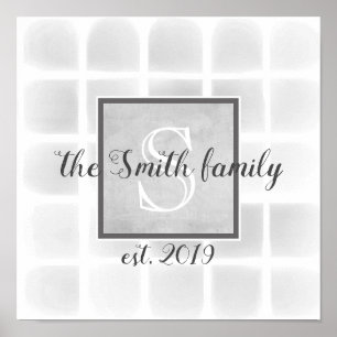 monogram custom to personalise in shades of grey poster