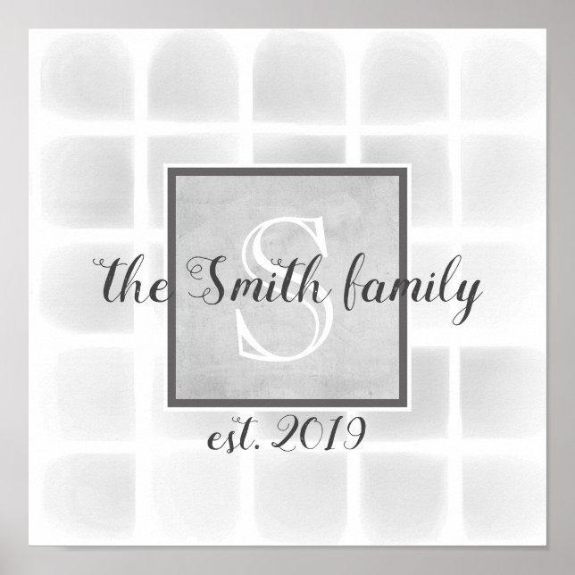 monogram custom to personalise in shades of grey poster (Front)