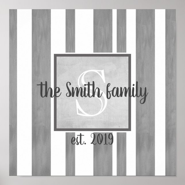 monogram custom to personalise in shades of grey poster (Front)