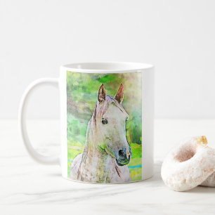 Monogram Custom Watercolor Style Horse Coffee Mug