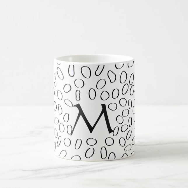 Monogram Customisable Cute Unique Abstract Pattern Coffee Mug (Center)