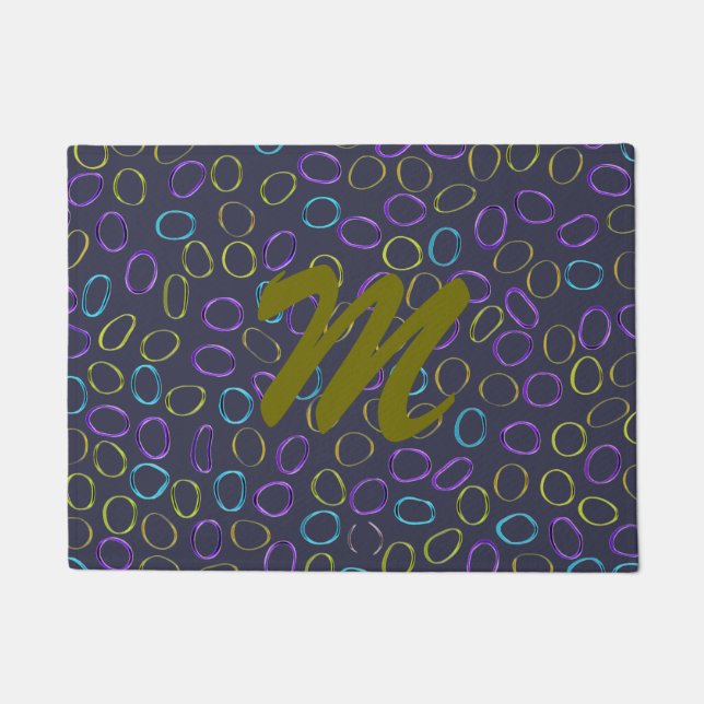 Monogram Customisable Cute Unique Abstract Pattern Doormat (Front)