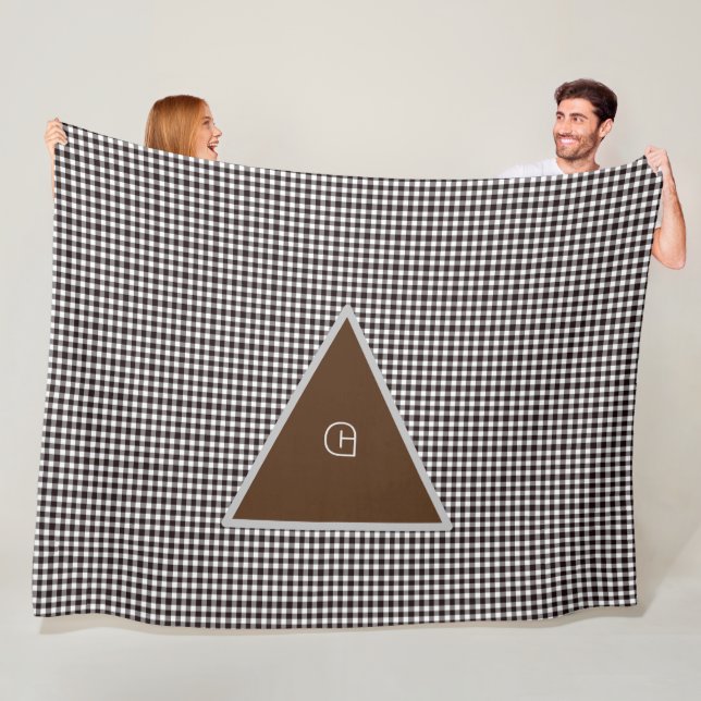   Monogram Customise Chic Plaid Fleece Blanket (In Situ)