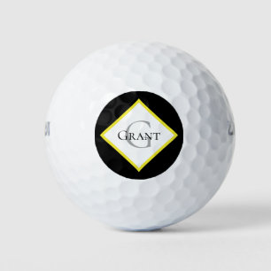 Monogram Customised Black Yellow Golf Balls
