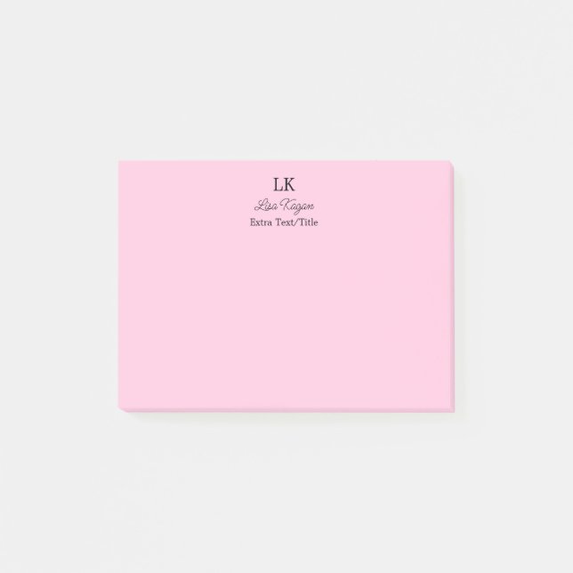 Monogram Customised Initials Name & Title Post-it Notes (Front)