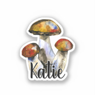 Monogram Cute Artsy Trendy Mushroom - Add Name Sti
