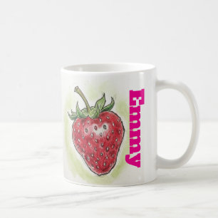 Monogram cute birthday girly Watercolor strawberry Coffee Mug