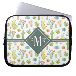 Monogram   Cute Cactus Standing Pattern Laptop Sleeve