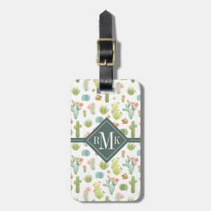 Monogram Cute Cactus Standing Pattern Luggage Tag