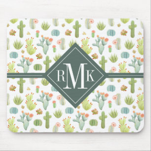 Monogram   Cute Cactus Standing Pattern Mouse Mat