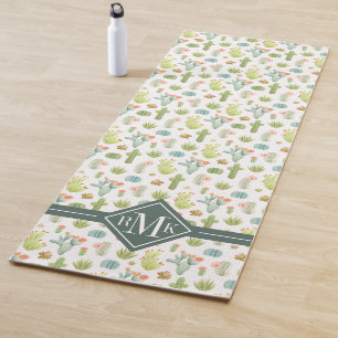 Monogram Cute Cactus Standing Pattern Yoga Mat