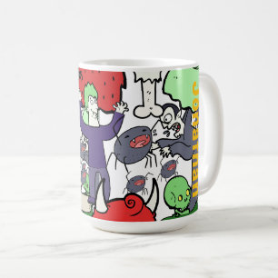 Monogram cute cartoon drawing colorful birthday coffee mug