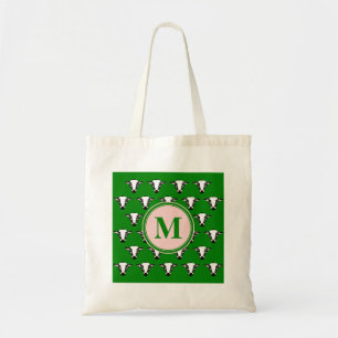 Monogram Cute Cow Face Pattern Tote Bag