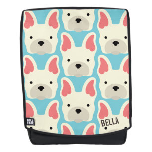Monogram. Cute French Bulldog. Backpack