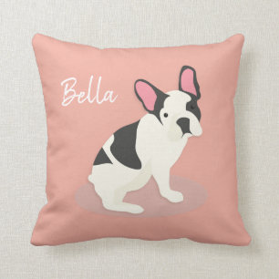 Monogram. Cute French Bulldog. Cushion
