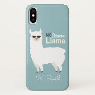 Monogram. Cute Funny Alpaca. No Drama Llama. iPhone X Case