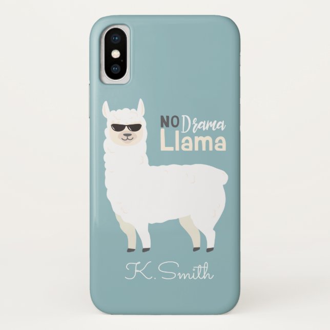 Monogram. Cute Funny Alpaca. No Drama Llama. Case-Mate iPhone Case (Back)