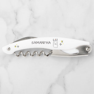 Monogram Cute Funny Unicorn Alpaca Llama Corkscrew