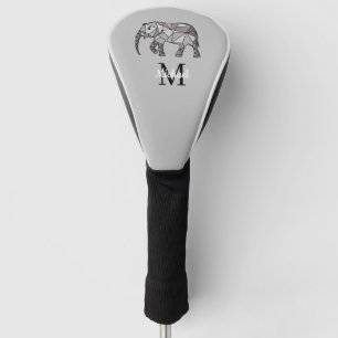 Monogram Cute Graphics Elephant Personalised Black Golf Head Cover