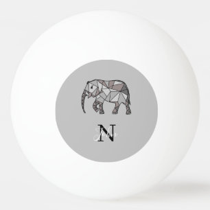 Monogram Cute Graphics Elephant Personalised Black Ping Pong Ball