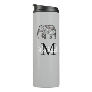 Monogram Cute Graphics Elephant Personalised Black Thermal Tumbler