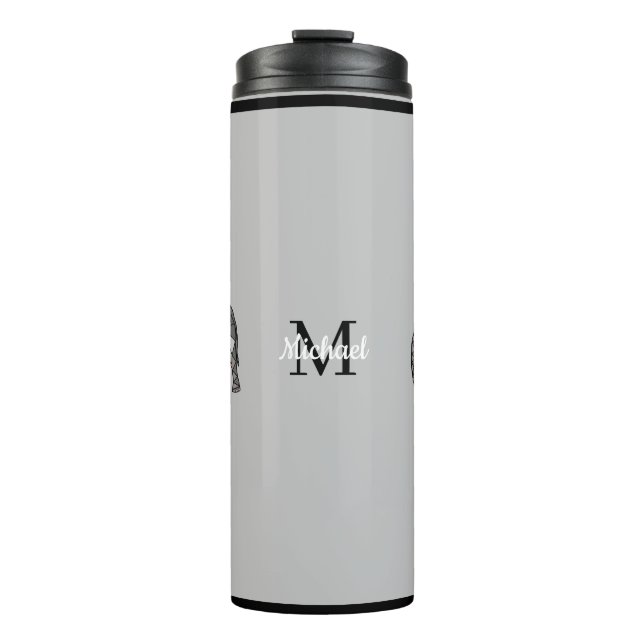 Monogram Cute Graphics Elephant Personalised Black Thermal Tumbler (Front)