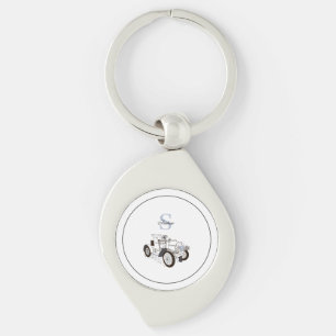 Monogram Cute Graphics Personalised Black Car Key Ring
