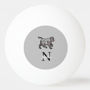 Monogram Cute Graphics Personalised Black Cet Ping Pong Ball