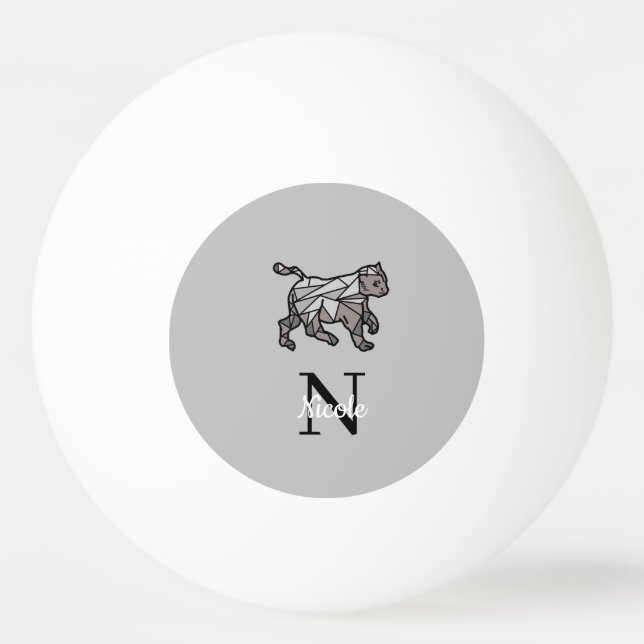 Monogram Cute Graphics Personalised Black Cet Ping Pong Ball (Front)