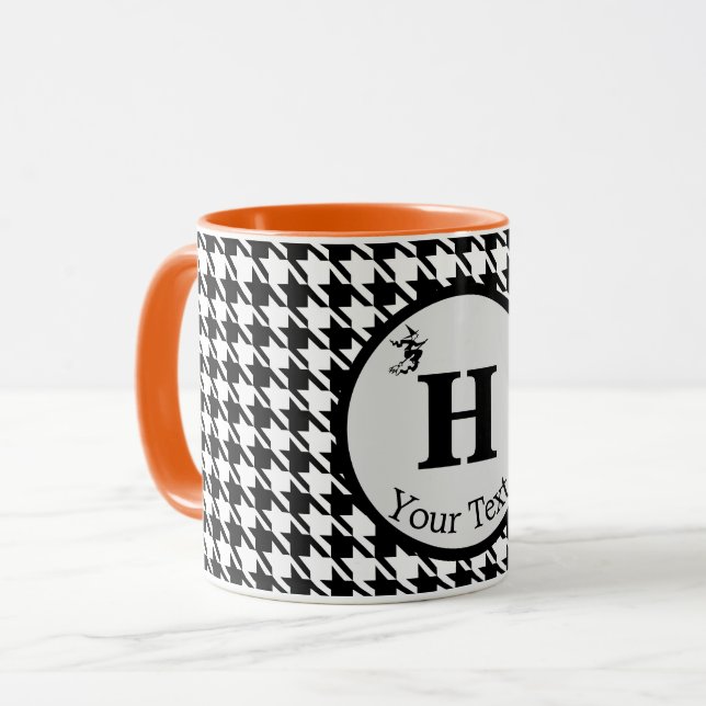 Monogram Cute Halloween Houndstooth Combo Mug (Front Left)